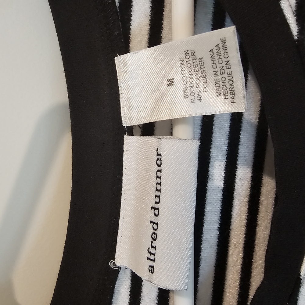 Alfred Dunner Black and White Embellished 3/4 Sleeve Blouse - Picture 2 of 3